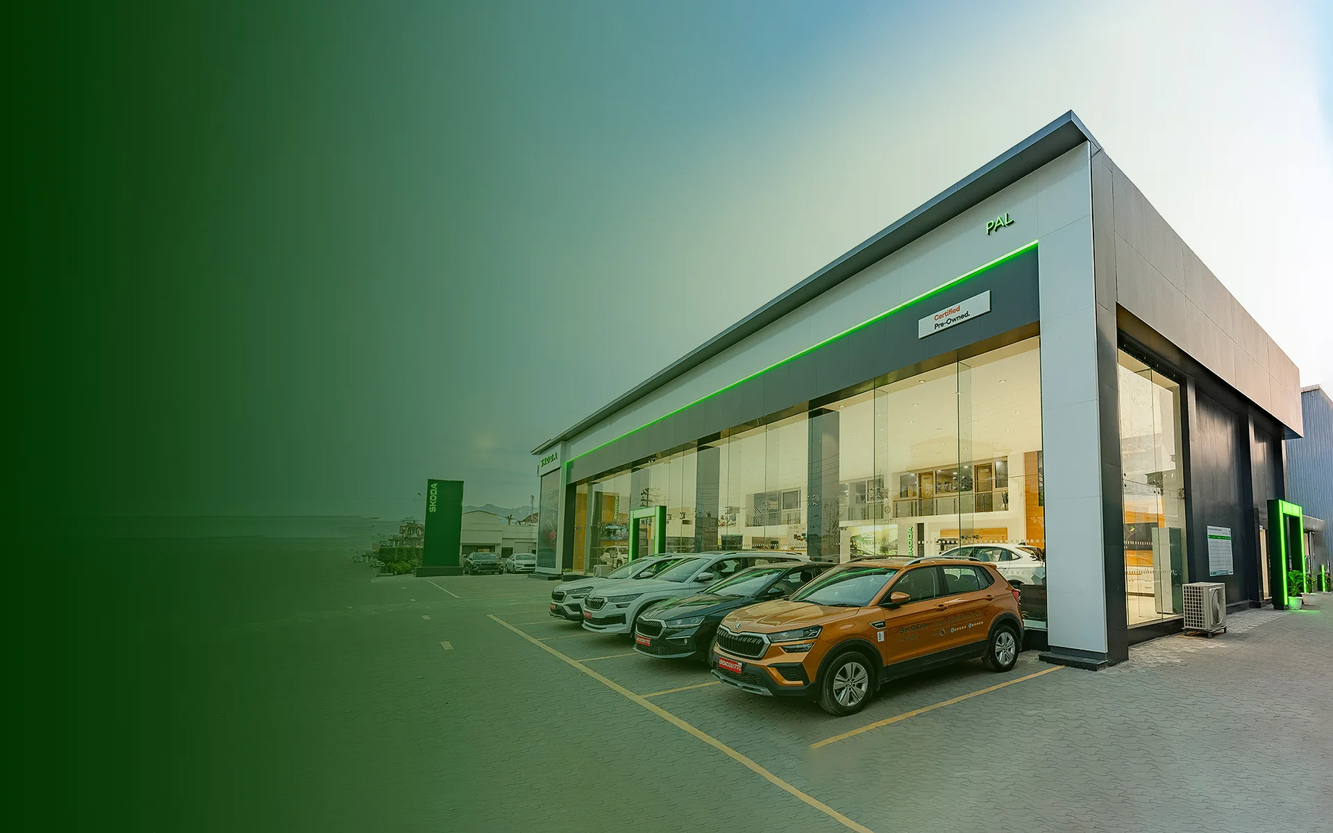 Pal Skoda Haldwani showroom featuring latest Skoda models