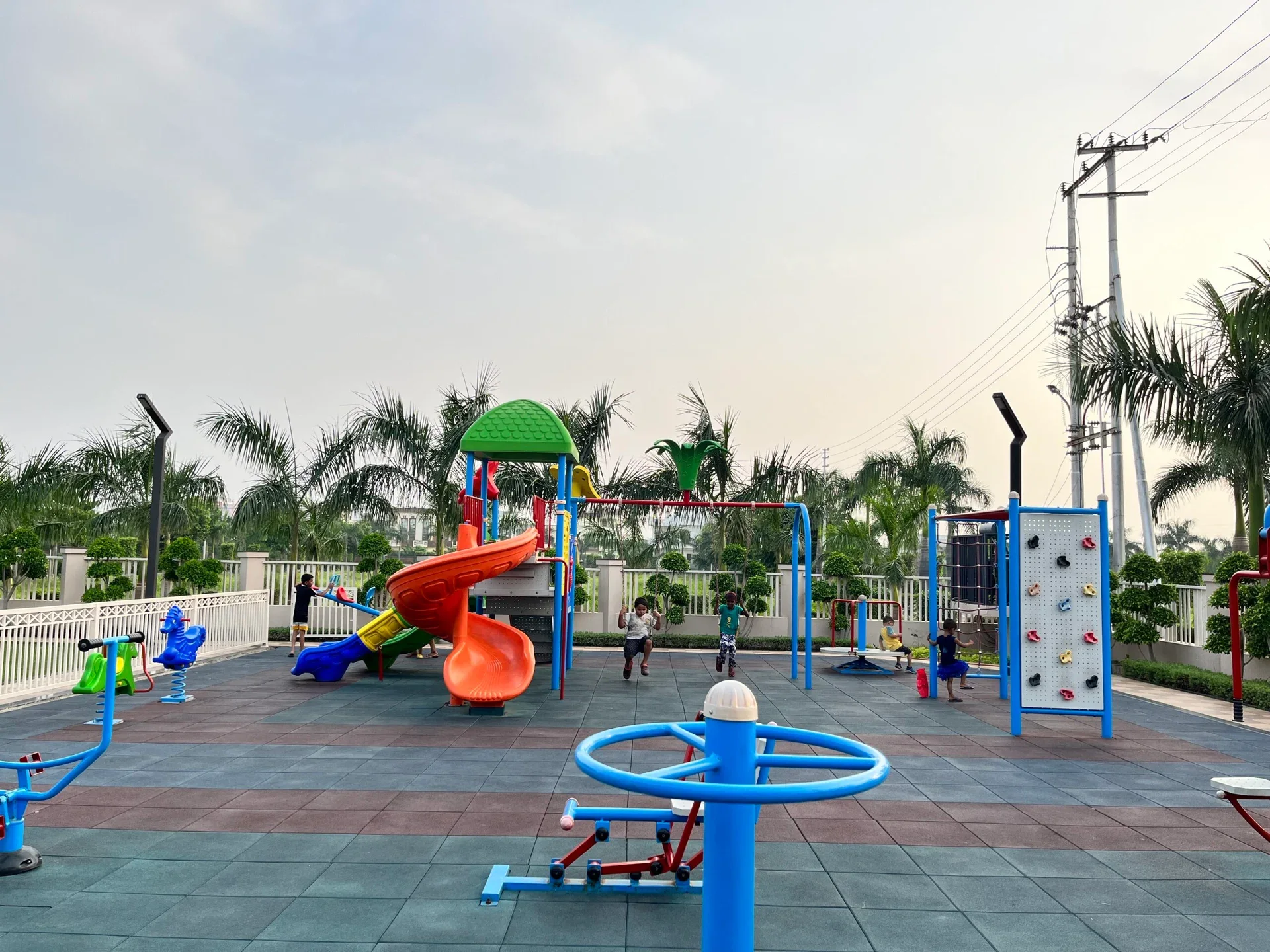 Slides and climbing equipment in the Palam City play area