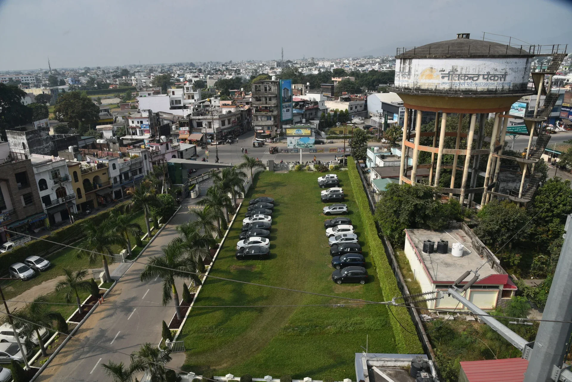 Elevated view of the Palam City approach and surrounding Haldwani neighbourhood